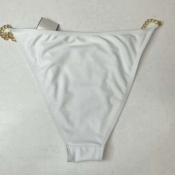 NWT Betty Jade high waisted sz Large white with gold chain at hips swimwear - Picture 7 of 9